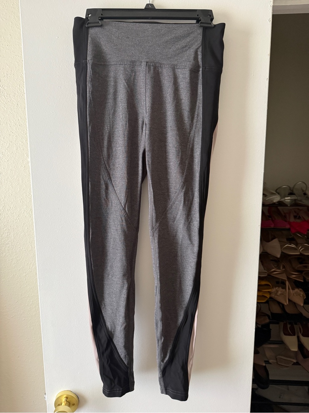 lululemon athletica Gray and Black Leggings with Pink Side Panels